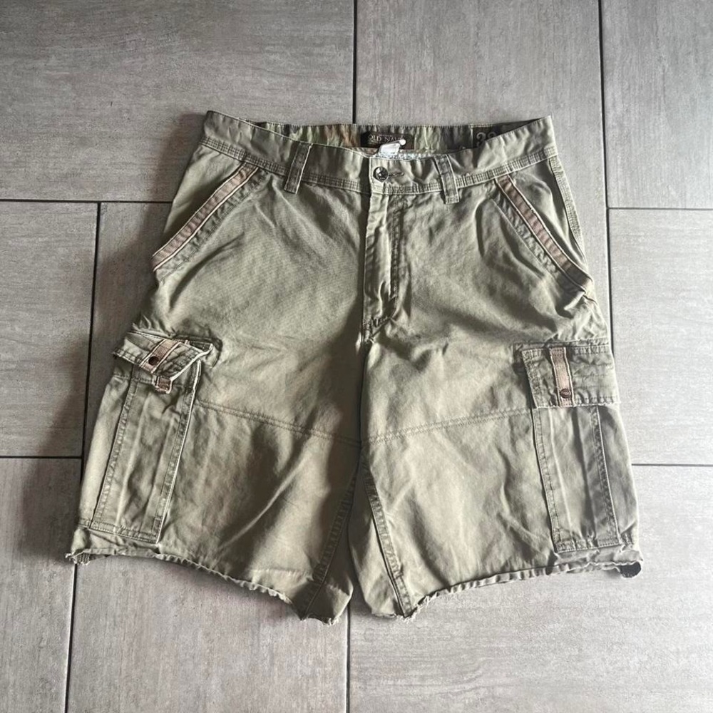 Old Navy Mens Cargo Shorts Olive Green Cotton Twill Size 33